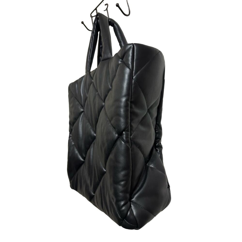 Stand Studio Assante Diamond-quilted puffy tote bag black - Picture 2 of 7